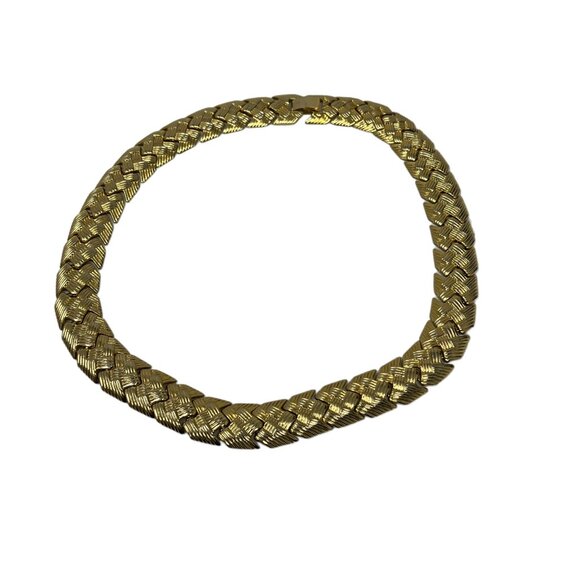 Gold Tone Choker Chain Braided Style Box Clasp 18 inch - Picture 6 of 7